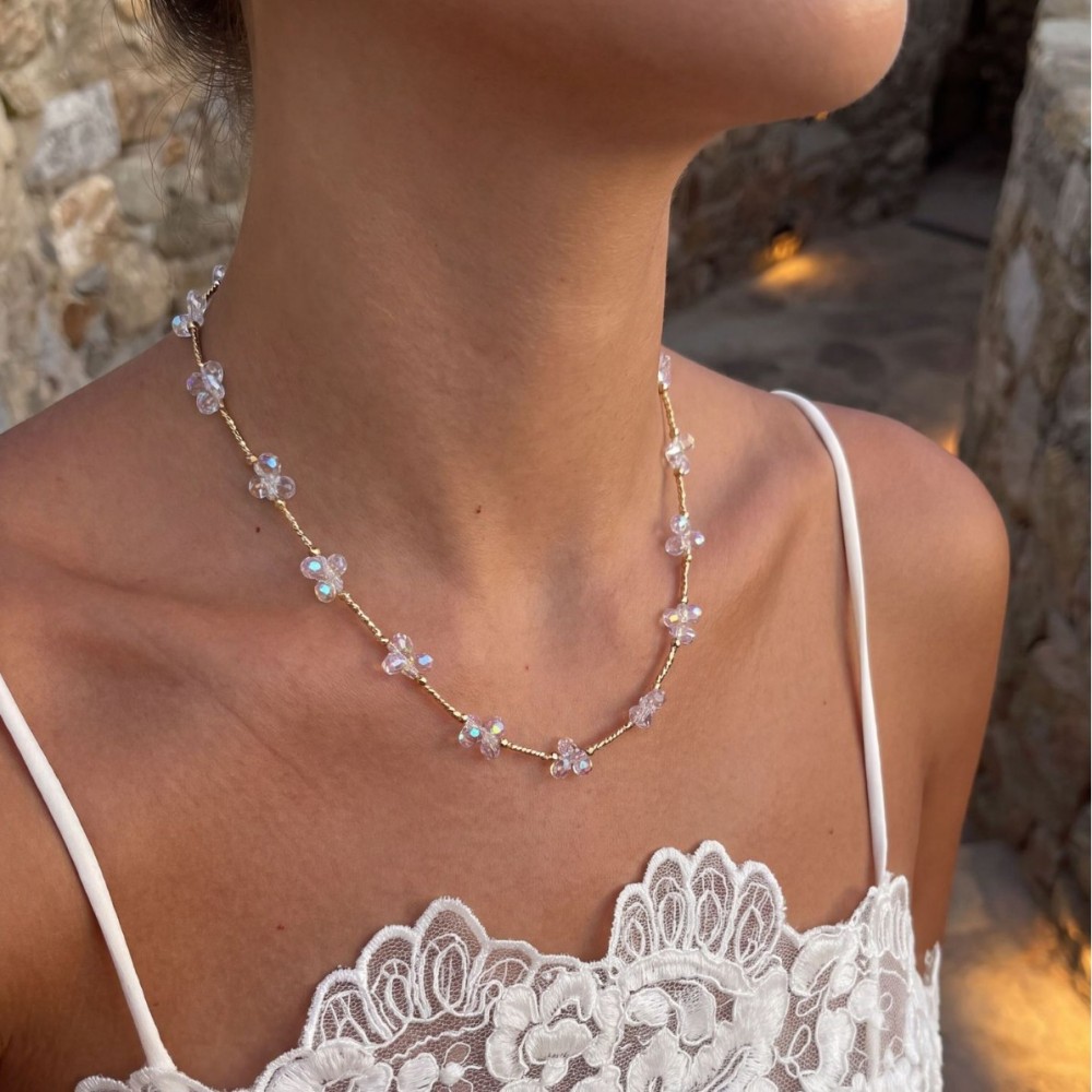 Collares De Cuentas De Cristal Color Oro Para Mujer Imagen3