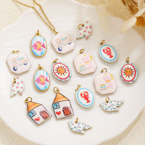 Romantic Series Diy Irregular Shape Fish Ellipse Shape Stainless Steel Waterproof Gold Color Women's Pendants h5 Picture2