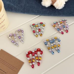 Luxurious Series Retro Mixed Color Triangle Rhinestone Rhinestone Hair Clips h5 Picture2