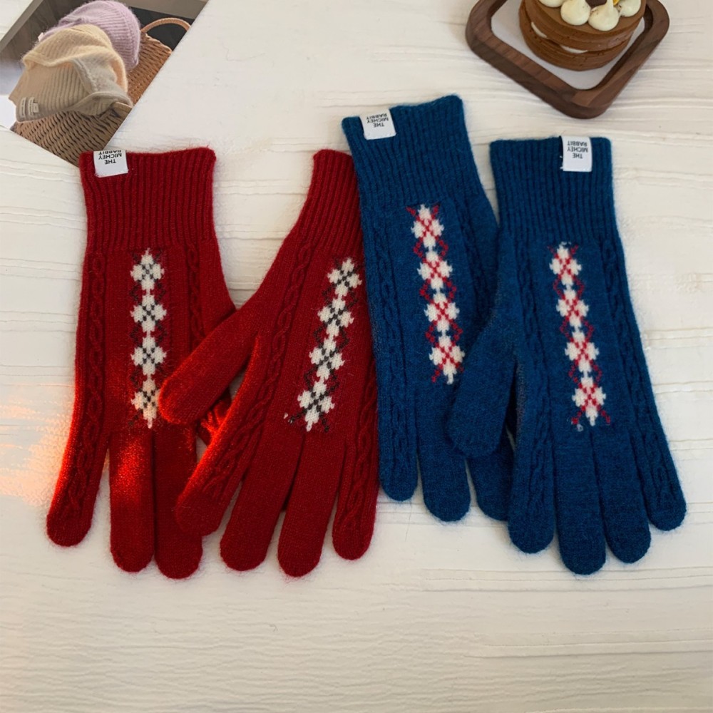 Simple Series Retro Plaid Mixed Color Woven Polyester Women's Gloves h5Picture3