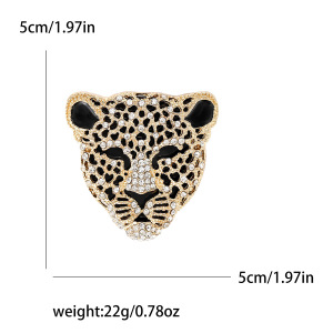 Luxurious Series Retro Animal Leopard Print Metal Rhinestone Brooches h5 