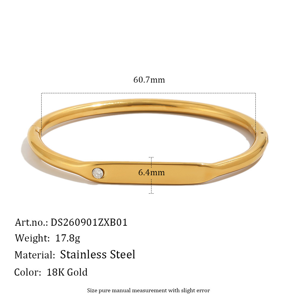 Solid Color Stainless Steel Waterproof Gold Color Women's Bangles