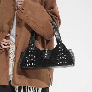 Streetwear Style Studded Leopard Print Rivet Pu Women's Square Shoulder Bags h5 Picture5