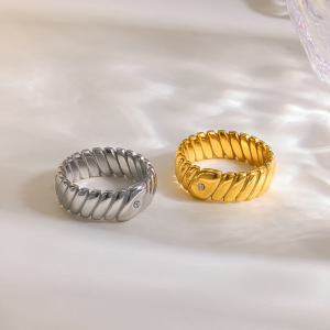 Simple Series Daily Lines Geometric Shape Stainless Steel Waterproof Gold Color Minimalist Rings h5 Picture3