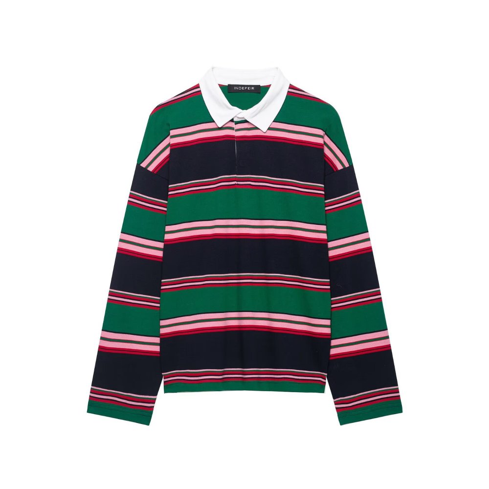 Retro Stripes Loose Fit Long Sleeve Tops h5Picture5