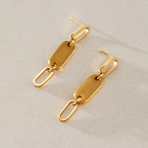 Simple Geometric Shape Stainless Steel Waterproof Gold Color Women's Dangle Earrings h5 Picture2