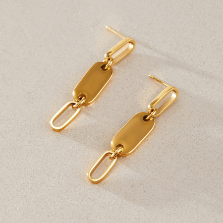 Simple Geometric Shape Stainless Steel Waterproof Gold Color Women's Dangle Earrings 2