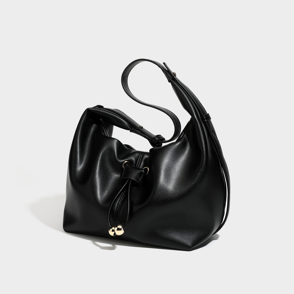 Casual Style Metal Hardware Solid Color Pu Women's Round Handbags h5Picture2