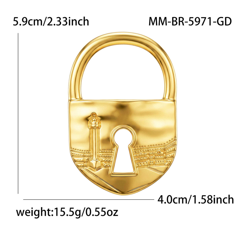 Simple Series Daily Solid Color Lock Metal Brooches 