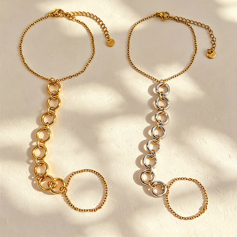 Romantic Series Sports Circle Stainless Steel Waterproof Gold Color Women's Hand Chain h5Picture4