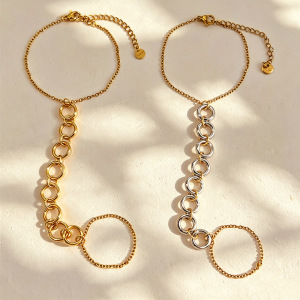 Romantic Series Sports Circle Stainless Steel Waterproof Gold Color Women's Hand Chain h5 Picture4