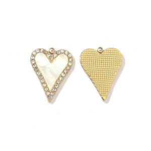 Heart Shell Stainless Steel Waterproof Gold Color Rhinestone Women's Pendants h5 Picture2