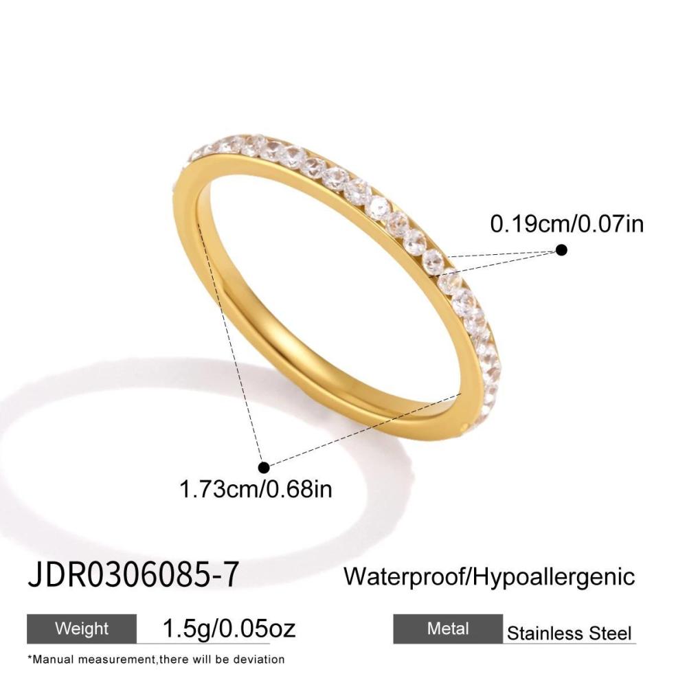 Simple Series Daily Irregular Shape Stainless Steel Waterproof Gold Color Women's Gemstone Rings