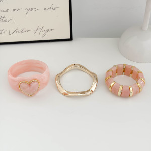 Conjunto De Pulseras De Resina Con Forma De Corazón Y Degradado De Color Para Mujer h5