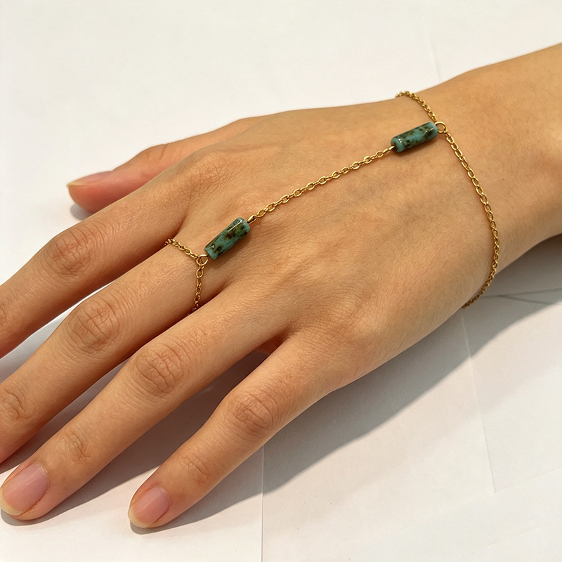 Ethnic Series Ethnic Irregular Shape Stainless Steel Waterproof   Gold Color  Women's Hand Chain Picture4
