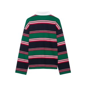 Retro Stripes Loose Fit Long Sleeve Tops h5 Picture2