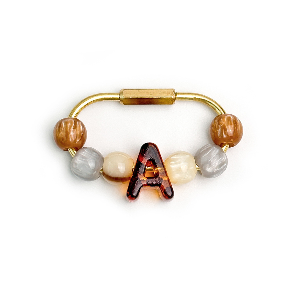 Simple Series Casual Letter Leopard Print Beads Mixed Color Gradient Color Alloy Bag Charms