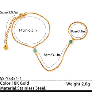 Serie Étnica, Forma Irregular, Acero Inoxidable, Resistente Al Agua, Color Dorado, Cadena De Mano Para Mujer. h5 Imagen2