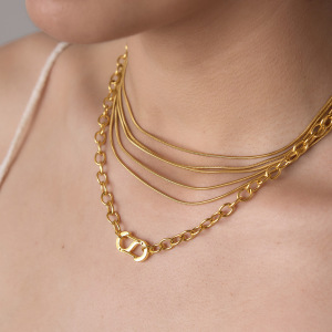 Simple Series Daily Chain Stainless Steel Waterproof Gold Color Women's Chain Necklaces h5 Picture2