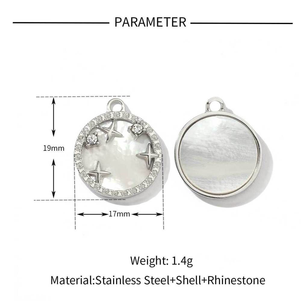 Heart Shell Stainless Steel Waterproof Gold Color Rhinestone Women's Pendants