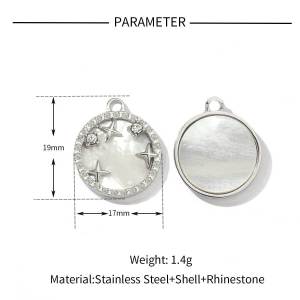 Heart Shell Stainless Steel Waterproof Gold Color Rhinestone Women's Pendants h5