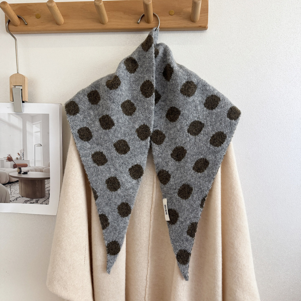 Simple Series Daily Polka Dots Mixed Color Polyester Triangular Scarves