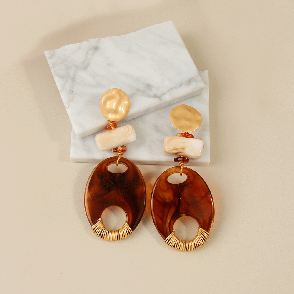 Simple Series Retro Irregular Shape Gradient Color Stainless Steel Waterproof Women's Drop Earrings