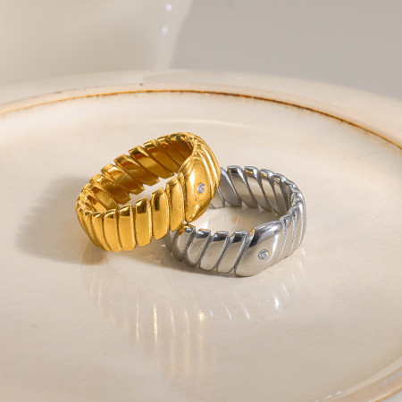 Simple Series Daily Lines Geometric Shape Stainless Steel Waterproof   Gold Color  Minimalist Rings 2