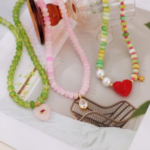 Romantic Series Sweet Heart Beads Natural Stones Women's Beaded Necklaces h5 Picture3