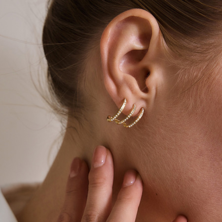 Simple Series Daily Irregular Shape Stainless Steel Waterproof   Gold Color  Zircon Women's Stud Earrings 2