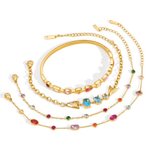 Luxurious Series Simple Patchwork Rectangle Fish Stainless Steel Waterproof   Gold Color  Women's Chain Bracelets h5 Picture5