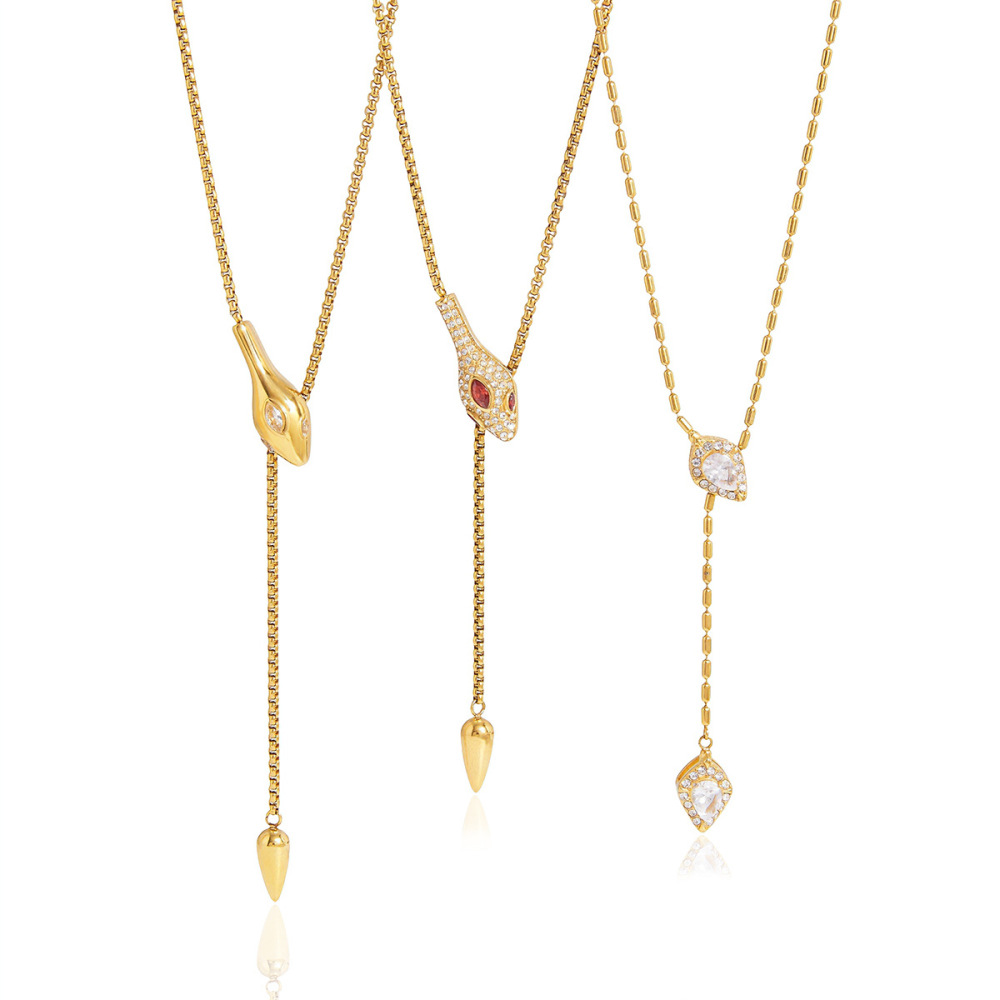 Luxurious Series Daily Snake Stainless Steel Waterproof   Gold Color  Women's Chain Necklaces Picture5