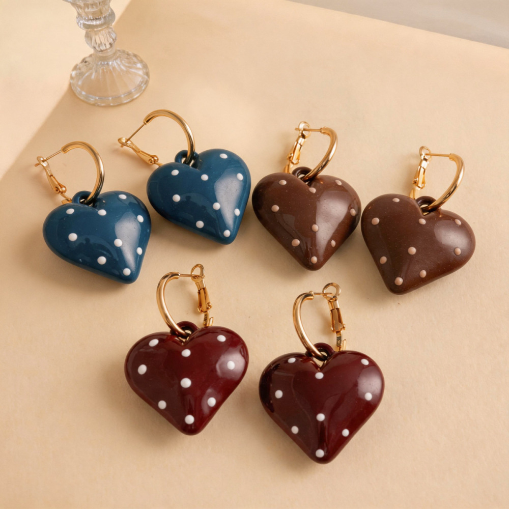Sweet Heart Polka Dots Iron Women's Drop Earrings Picture3