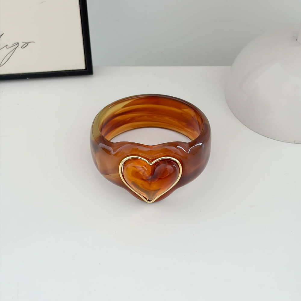 Brazaletes De Resina Con Degradado De Color En Forma De Corazón Para Mujer