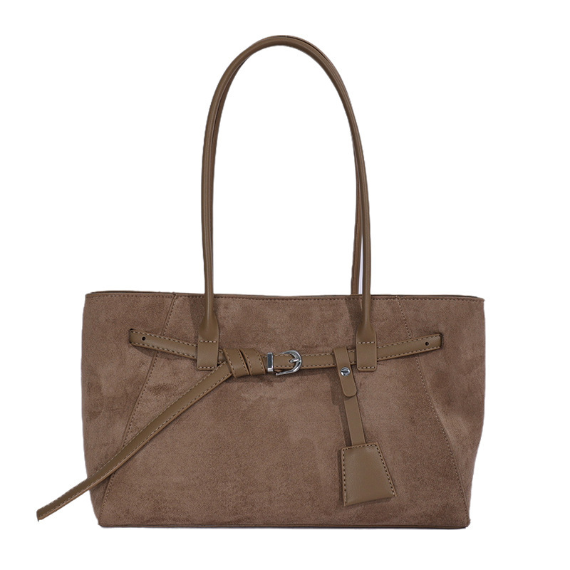 Old Money Style Solid Color Suede Women's Tote Bag 