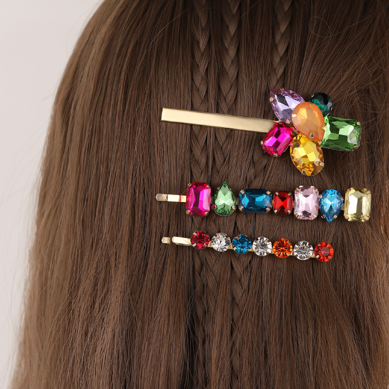 Luxurious Series Retro Flower Irregular Shape Mixed Color Alloy Rhinestone Artificial Gemstone Hair Clips Picture3