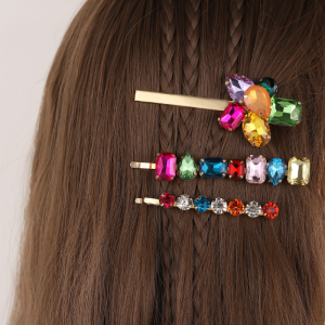 Luxurious Series Retro Flower Irregular Shape Mixed Color Alloy Rhinestone Artificial Gemstone Hair Clips h5 Picture3