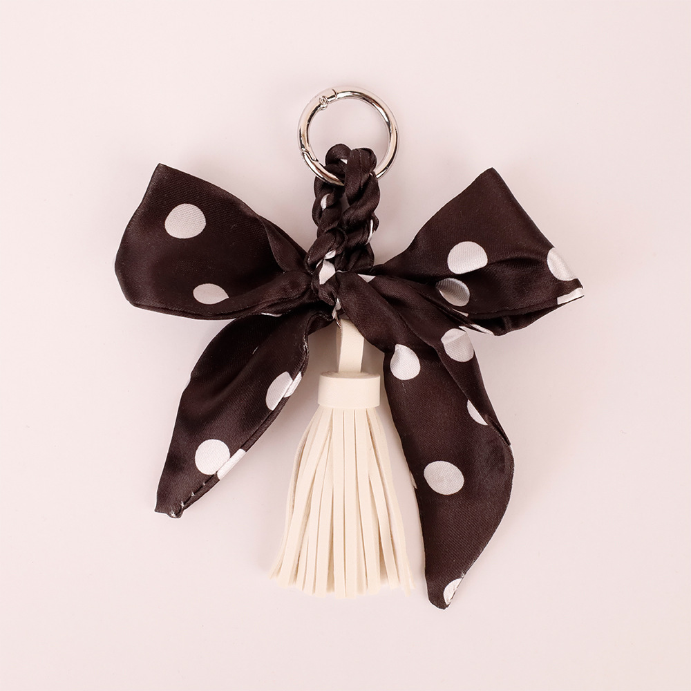 Simple Series Elegant Letter Bow Knot Stripe Polka Dots Tassel Mixed Color Polyester Bag Charms h5Picture2
