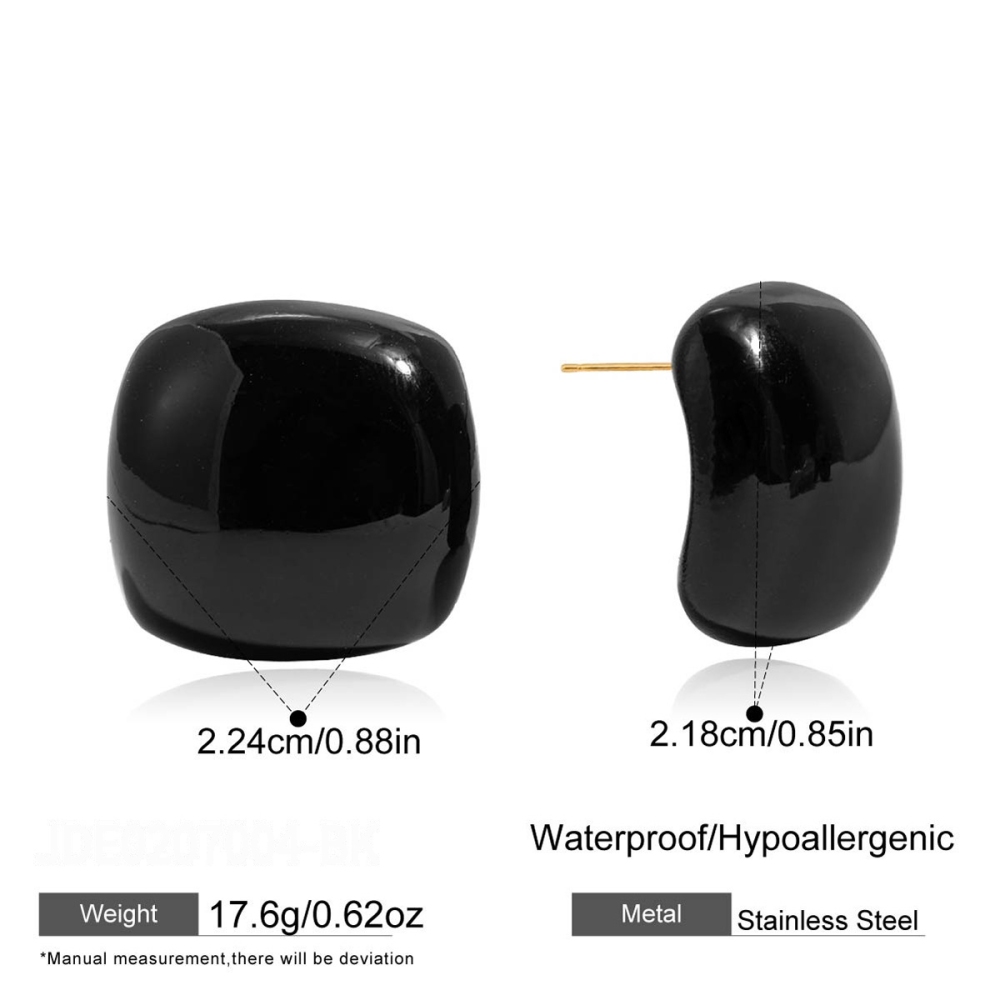 Simple Series Sweet Solid Color Stainless Steel Waterproof Gold Color Women's Stud Earrings
