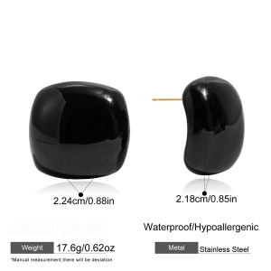 Simple Series Sweet Solid Color Stainless Steel Waterproof Gold Color Women's Stud Earrings h5