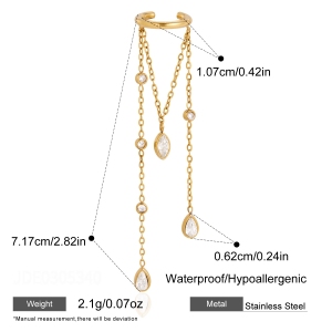 Simple Series Elegant Tassel Chain Stainless Steel Waterproof Gold Color Women's Dangle Earrings h5