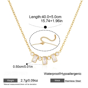 Romantic Series Retro Beads Stainless Steel Waterproof   Gold Color  Women's Beaded Necklaces h5 