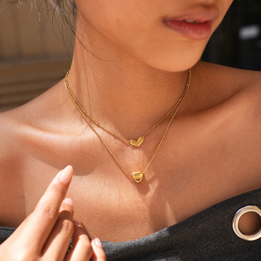 Simple Series Daily Heart Stainless Steel Waterproof Gold Color Women's Pendant Necklaces Picture4