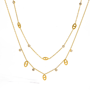 Simple Series Daily Geometric Shape Stainless Steel Waterproof Gold Color Women's Chain Necklaces h5 Picture5