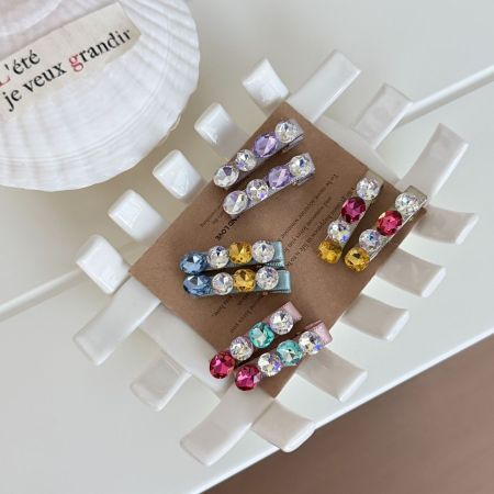 Luxurious Series Retro Mixed Color Geometric Shape Alloy Rhinestone Hair Clips