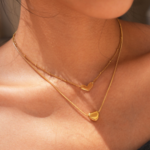 Simple Series Daily Heart Stainless Steel Waterproof Gold Color Women's Pendant Necklaces h5 Picture3