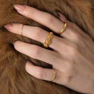 Heart Shape Cross Rose Pattern Stainless Steel Waterproof Gold Color Minimalist Rings h5 Picture2