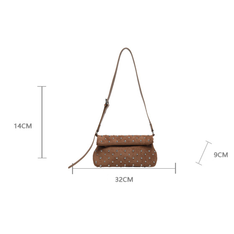 Casual Style Studded Solid Color Rivet Suede Women's Square Crossbody Bags Picture9