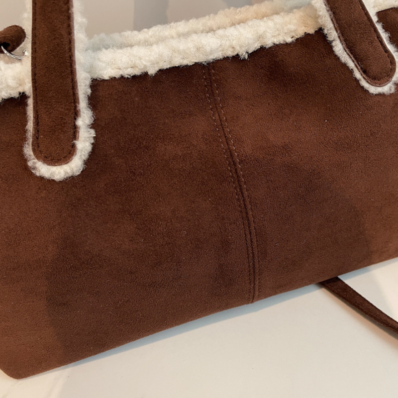 Casual Style Fluffy Solid Color Suede Women's Square Tote Bags h5Picture7