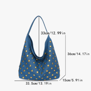 Casual Style Metal Hardware Studded Solid Color Rivet Cotton Women's Square Shoulder Bags h5 Picture10